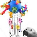 KATUMO Bird Toys, Parrot Pull Spoons Colorful Acrylic Stick Toys Bird Chew Toys for Amazon Parrot, African Grey, Conure, Caique, Quaker, Small Cockatoo, Mini Macaw, Eclectus and Similar Birds (Blue ball)