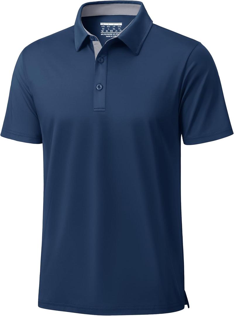 MAGCOMSEN Men's Polo Shirts Short Sleeve UPF 50+ Dry Fit Performance Golf Shirts Casual Athletic Collared Shirt (XX-Large, Navy)