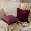 MANDIOO Pack of 2 Burgundy Super Soft Plush Fluffy Decorative Throw Pillow Covers 18x18 inch Faux Fur Wool Velvet Cushion Covers Pillow Cases Couch Sofa Bed Living Room