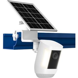 6W Solar Panel with Gutter Mount for Ring Cameras,Stick Up Cam, Stick Up Cam Pro, Outdoor Cam Plus Battery, Spotlight Cam Plus/Pro with Waterproof Cable and USB-C to Barrel Plug Adapter (White)