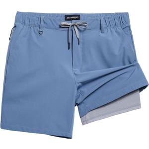 maamgic Mens Casual Shorts with Compression Liner 5/7 Inch Classic Fit Khaki Shorts (Medium, Gray Blue-gray) maamgic Mens Casual Shorts with Compression Liner 5/7 Inch Classic Fit Khaki Shorts (Medium, Gray Blue-gray)