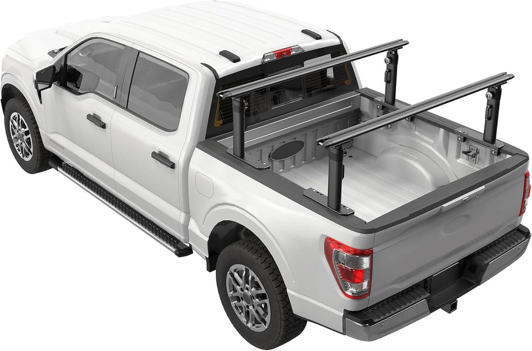 Ladder Rack for Truck, 800 LBS Capacity Truck Bed Rack, 19"-25" Height-Adjustable Aluminum Truck Ladder Racks, Fit for Large-Size Pickup Ford F150/Ram 1500/Chevy Silverado/Sierra No Bed Rails (without Side Bars)