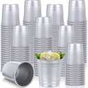 100 Pcs Aluminum Cups Bulk 9 oz Metal Recyclable Aluminum Drinking Cups Disposable and Reusable Cold Drinks Coffee Beers Cup for Outdoor Events Family Gatherings and Festival Party (Silver)