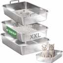 Stainless Steel Sifting Litter Box for Clumping Clay Litter,XXL-23.6''L x 15.7''W x 6''H,No Scooping Sifter Tray for Multi-Cat Homes,Durable&Odor-Free
