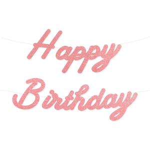 HOUSE OF PARTY Happy Birthday Banner | Cursive Happy Birthday Sign for Decor, Backdrop | Paper Banner for Party Decoration (Pink)
