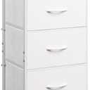 WLIVE Nightstand with 3 Drawers, Fabric Dresser, Organizer Unit, Storage Dresser for Bedroom, Hallway, Entryway, Closets, Sturdy Steel Frame, Wood Top, Easy Pull Handle, White