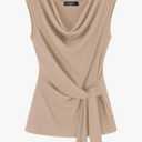 ZESICA Women's Summer Business Casual Tank Tops 2026 Cowl Neck Sleeveless Knit Slim Shirts Spring Work Dressy Blouses, Larg