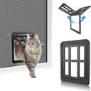 PETLESO Small Pet Door for Screen & Sliding Doors - 8.3" x 10.3" Magnetic Auto-Close Flap with Lockable Insert, Ideal for Cats & Small Dogs, Black
