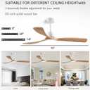 60" Ceiling Fans with Light with Remote Control, Indoor Outdoor Wood Ceiling Fan with 3 Wood Blades for Living Room, Hallway, Office, Farmhouse, etc. (White + Wood Color)