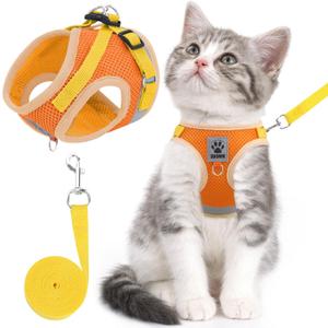 Cat & Dog Vest Harness - All Weather Mesh, Reflective Strap, Step-in Adjustable for Small Cats & Dogs (Orange, Small) (Small (Chest: 11"-13"))