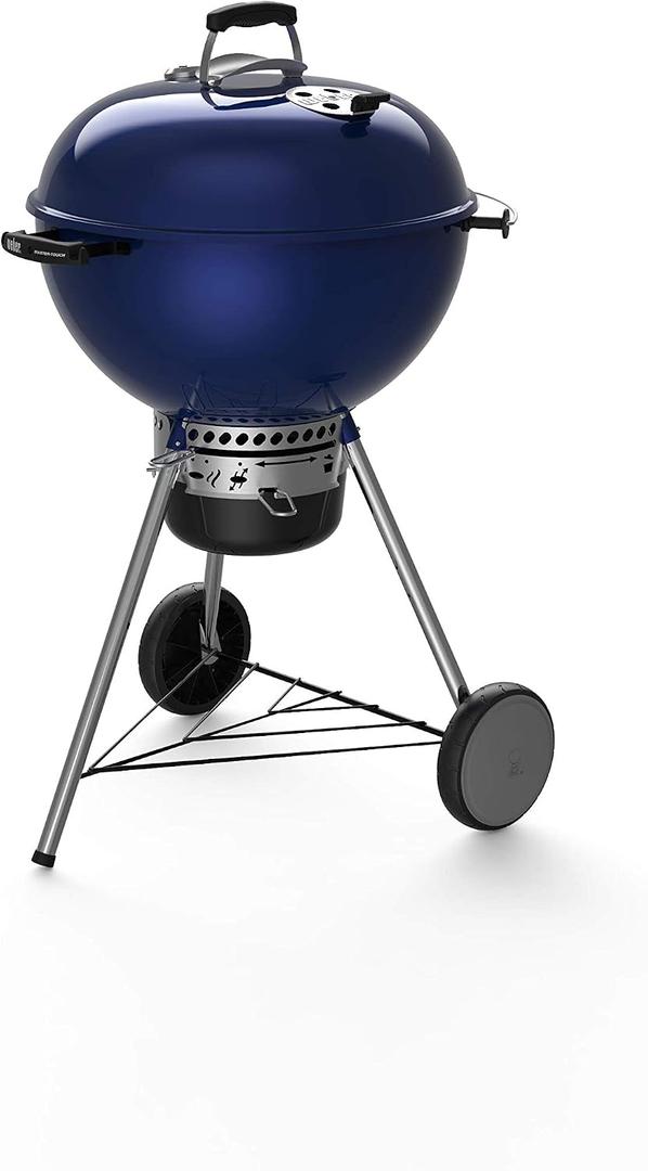 Weber Master-Touch Charcoal Grill, 22-Inch, Deep Ocean Blue Premium Outdoor BBQ Grill with Tuck-Away Lid Holder & OneTouch Cleaning System, PorcelainEnameled Kettle