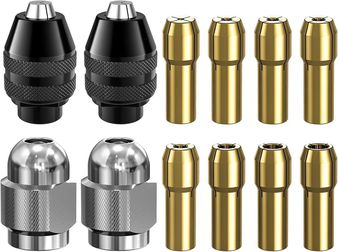 3 x Drill Chuck Collet Set for Dremel, 14PCS 1/32" to 1/8" Replacement 4486 Drill Keyless Bit Chuck Shank Rotary Tool Quick Change Adapter