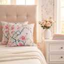 2 Pcs Chinoiserie Pillow Covers 18 X18 Floral Leaves Cushion Covers Vintage Cottage Core Decor Farmhouse Pillowcase for Home Sofa Bed Couch Living French Country Decor(Pink Green)