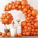 RUBFAC 129pcs Orange Balloons Different Sizes 18/12/10/5 Inches, Burnt Orange Fall Balloon Arch Kit Garland for Halloween Thanksgiving Party Baby Shower Birthday Decoration