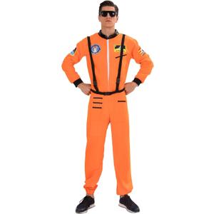 EraSpooky Astronaut Costume Men Halloween Spaceman Suit Adults Pilot (Orange)