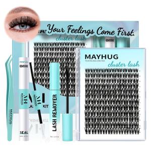 MH Cluster Eyelash Extensions Kit Lash Clusters Kit Lash Clusters with 12ML Bond and Seal Waterproof, 12ML Lash Remover, Lash Tweezers for DIY Lash Extension Kit (120PCS, 8-18mm), Blue