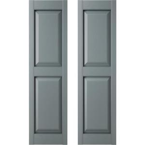 12 in. W x 71 in. H Builders Edge, Standard Two Equal Panels, Raised Panel Shutters, Includes Matching Installation Spikes (Per Pair), 419 - Storm Cloud