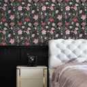 Abyssaly Peel and Stick Wallpaper Vintage Wallpaper Floral Contact Paper for Bedroom Shelf Liner Decor (Dark Green A, 17.7" x 118")