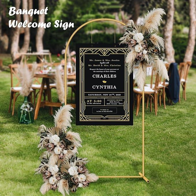 6.6FT Metal Wedding Arch Stand Gold Square Arched Backdrop Frame for Party Ceremony Birthday Bridal Baby Shower Garden Floral Balloon Arch Decoration