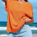 PRETTYGARDEN Womens Spring Tops 2026 Summer Shirts Crochet Cap Sleeve Sweater Pullover Cute Beach Vacation Clothes, Large