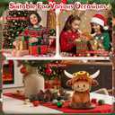 Christmas Highland Cows Stuffed Animals 7.87 Inch, Brown Highland Cow Plush Toy with Santa Sunflower, Cute Plush for Xmas Gifts Kids Adults Boys Girls Birthday Holiday Decorations