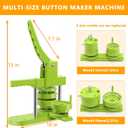 Button Maker Machine - Multiple Sizes 1.25in+2.25in, Kit for DIY Gifts, Button Press Machine with Free 200PCS 32-58mm Supplies & 2 Circle Cutter