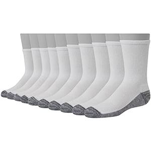 Hanes Ultimate Boys' Crew Performance Sport Socks, 10-Pair Packs Size 4,5-8,5 Kids