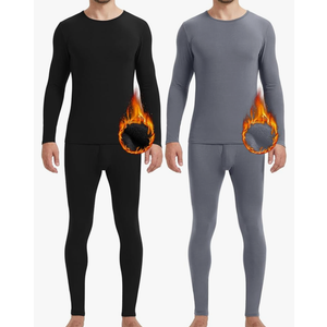 Patelai 2 Pack Men Thermals Top and Bottom Set Undergarments Lined Thermal Underwear Men Base Layer for Fall Winter, XXL