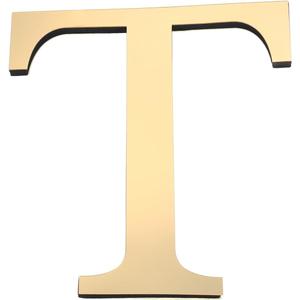 PATIKIL 7.87 Inch 3D Acrylic Alphabet Mirror Wall Stickers Letter t Self-Adhesive Home Decor Letter Sign Art Sticker Decal for DIY Home Decoration Light Gold