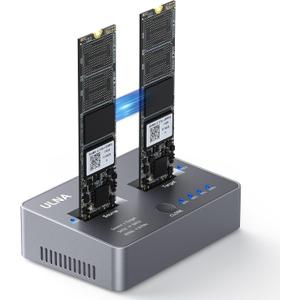 NVME to NVME, SATA to SATA SSD Cloner, ULNA DUP230 Dual-Bay Offline Clone M.2 Duplicator, USB3.2 Gen2*2 20Gbps M.2 Cloner for SSD Size 2230/2242/2260/2280/22110
