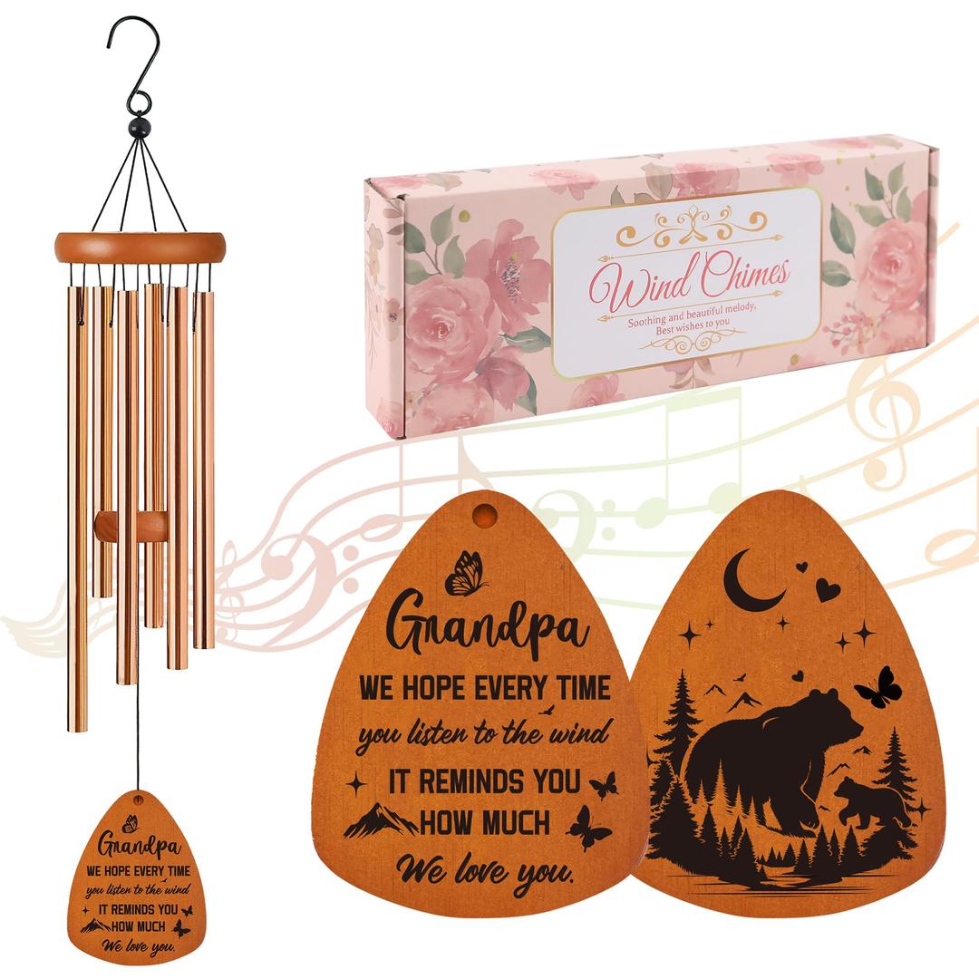 Grandpa Wind Chime for Outside: Grandpa Gifts, Metal Wind Chimes, Thoughtful Birthday Father's Day Christmas Thank You Gift for Grandfather, Home Garden Patio Yard Decor