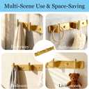 Gold Brushed Wall Mounted Coat Hook Rack - 3 Modern Heavy Duty Hooks for Bathroom, Kitchen, Entryway - Premium Coat, Towel, Robe Hanger