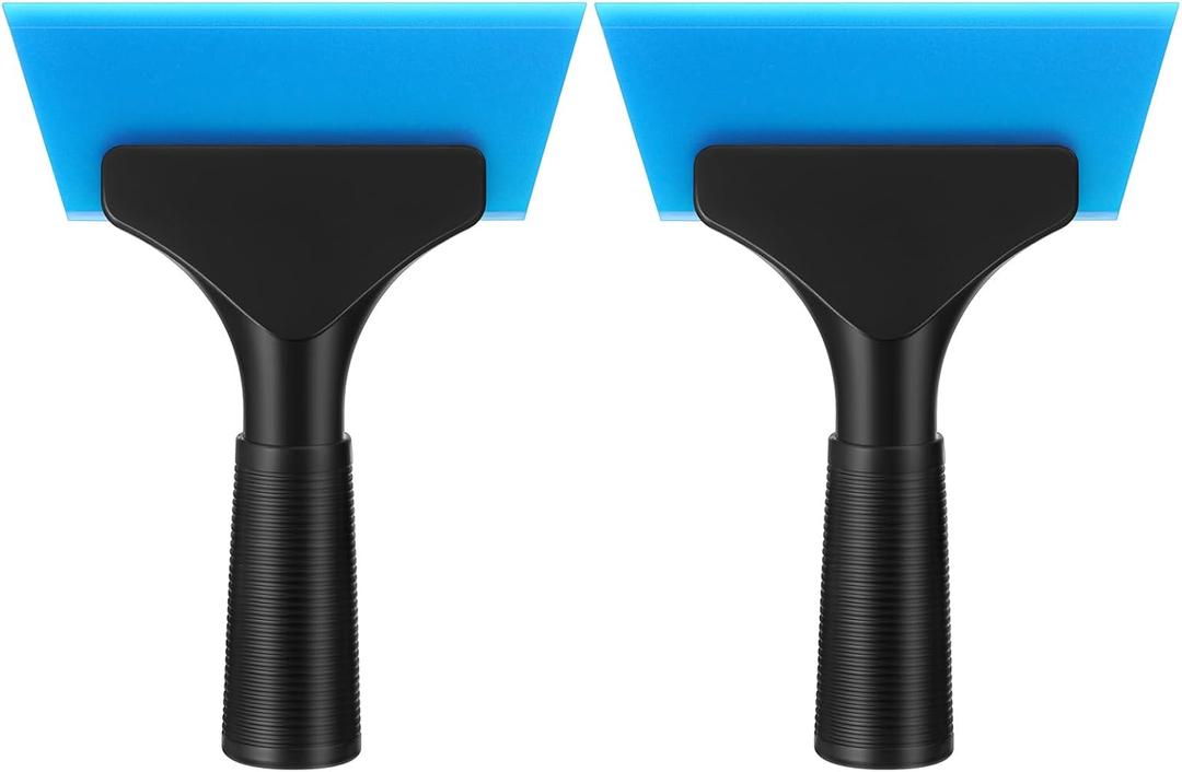 Baderke 2 Pack Small Squeegee 5 Inch, Rubber Blade Window Tint Squeegee, Mini Wiper, with No-Slip Handle, for Car Window Windshield, Mirror, Glass Door, Tile, Shower(Blue)