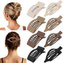 Artchita 8Pcs French Flat Hair Clips for Women 2 Styles Claw Clips for Girls Matte Flat Hair Claw Clips for Thin and Thick Hair Large Non-slip Strong Hold Hair Accessories for Women (Brown)