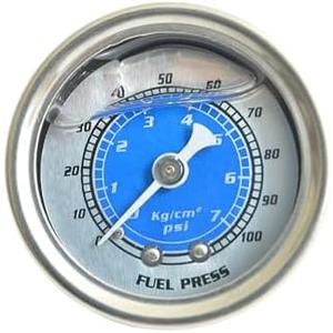 VicizeRecht Fuel Pressure Gauges, Glycerin Filled, Back Mount, 1/8 NPT, 1.9 in Dial, Stainless Steel Case, for Fuel/Water Pressure Test (Blue),Set of 4
