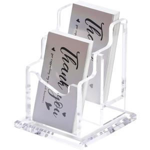Acrylic Brochure Holder Business Card Literature Holder Clear Flyer Magazine Pamphlet Display Stand Booklet Desk Mount Trifold Countertop Organizer for Office School Store Exhibition (2 Tier 2 Slots)