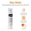 Amazon Basics Purple Washable School Glue Sticks for Classroom Supplies and Craft Projects, Dries Clear, 0.24-oz Stick, 60-Pack