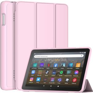 All-New 8inTablet Case, DJ&RPPQ Smart Trifold Stand Case with Hard PC Back and Auto Wake/Sleep,Pink