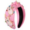 Easter Headbands for Women Beaded Carrot Rabbit Bunny Headbands Colorful Happy Easter Headband White Pink Rhinestone Jeweled Knotted Headband Spring Easter Hair Accessories Gifts (Bunny A)