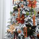 Soulchen 24 Pcs Neutral Velvet Christmas Ornaments Decor Kit 2.36 Inch 12 Christmas Tree Ornaments Balls 12 Vintage Green and Brown Velvet Bows for Xmas Tree Home Decor