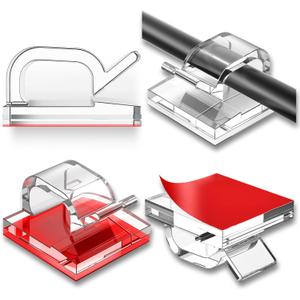 100 Pcs Cable Clips, Adhesive Cable Organizer Cord Holder Wire Clip Wire Management Self Adhesive Hooks Wire Holder for Office, Home(Transparent, 100PCS)