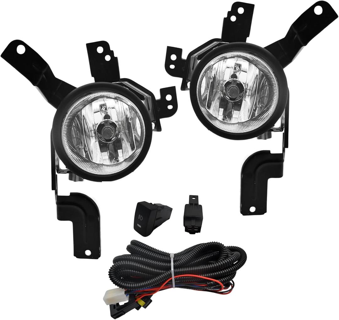 Fog Lights Compatible With 2007 2008 2009 Honda CRV Front Bumper Lamps with Harness and Switch Kit H11 12V 55W Bulbs Clear Lens 1 Pair of Fog Lights