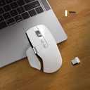 Ergonomic Wireless Mouse with Infinite Scroll & Side Scroll Wheel, Bluetooth & 2.4G Rechargeable Office Mouse, 5-Device Multi-Connection, OLED Display, PixArt 3220 Sensor for Laptop PC Mac (White)