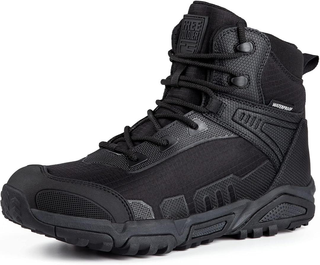 FREE SOLDIER Men's Waterproof Hiking Boots Lightweight Work Boots Military Tactical Boots Durable Combat Boots (8)