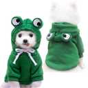 Dog Hoodie Basic Sweater Coat Cute - Frog Shape Warm Jacket Pet Cold Weather Clothes Outfit Outerwear for Cats Puppy Medium Dogs Green Frog