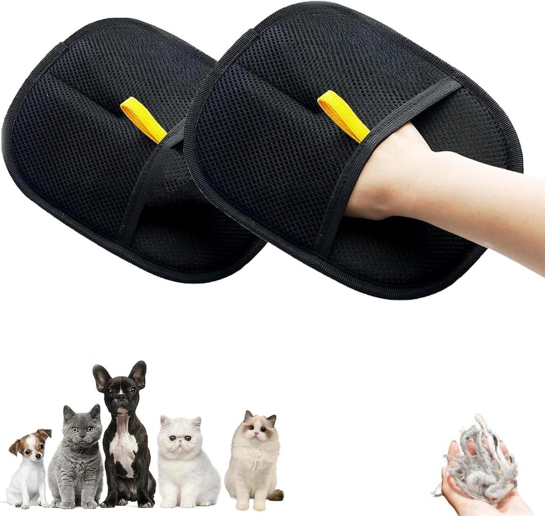 KKINYAS 2pcs Double-Sided Pet Grooming Gloves, Cat Grooming Gloves, Pet Grooming Gloves for Dogs Bathing, Versatile Grooming Gloves for Washing, Deshedding, Grooming