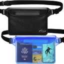 AiRunTech Waterproof Crossbody Belt Bag for Women Men,River Lake Canoe Essential Accessories Must Haves,Waterproof Pouch for Phone Passport Wallet Purse with Waist Strap (Black + Blue)