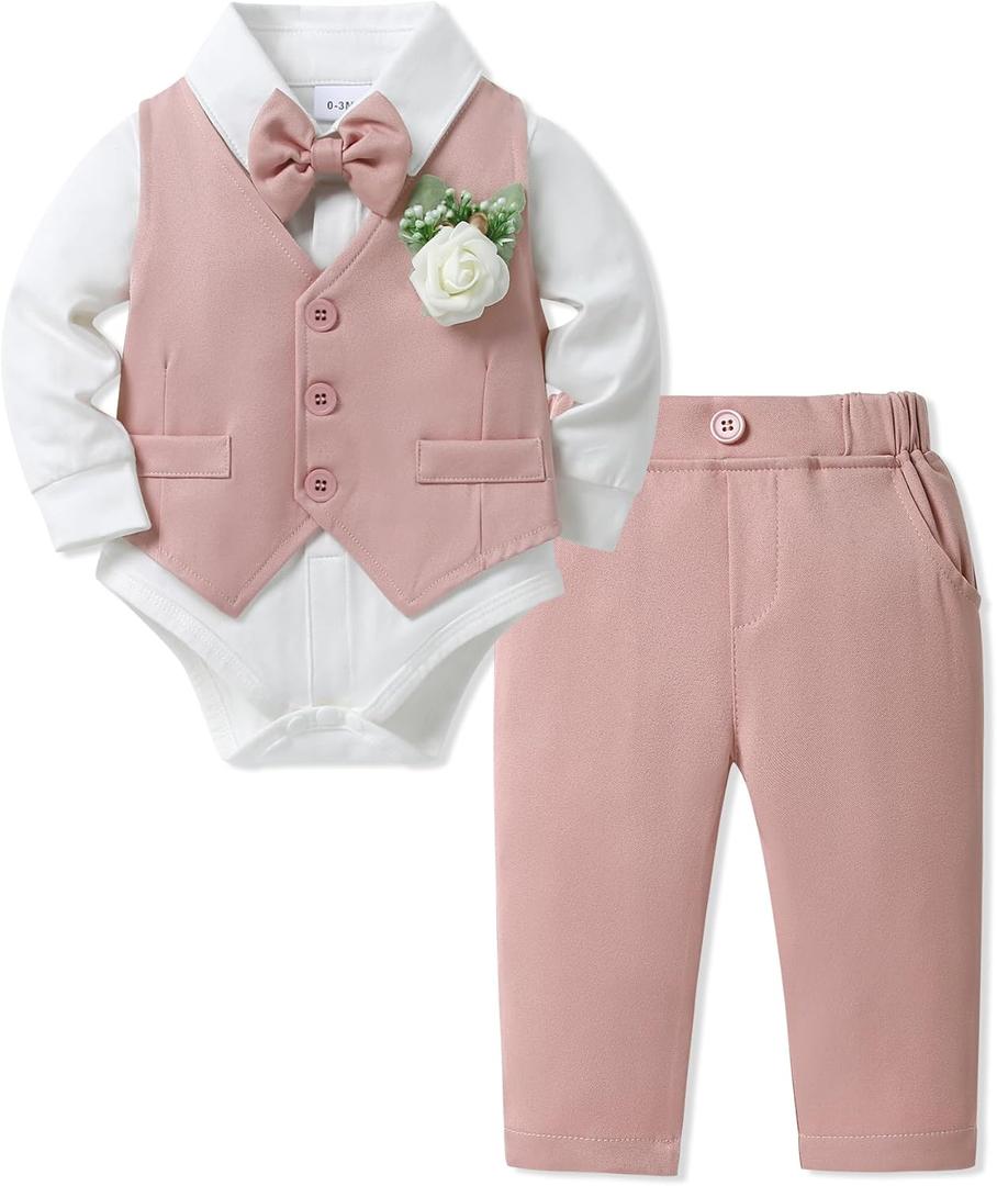SANMIO Baby Boy Easter Outfit 0-18M Baby Boys Suit 4pcs Baby Boy Dress Clothes Infant Tuxedo Sets
