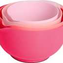 BoxedHome Classic Mixing Bowl Set, BPA Free Plastic, Microwave and Dishwasher Safe (Set of 4, Pink), 4.5 quarts