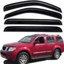 Lightronic Extra Durable Outside-Mount Auto Vent Window Visor, Fits 2005-2012 Nissan Pathfinder, UV Protection Rain Guard, Original Wind Deflector, No-Drill Easy Install, Dark Smoke, 4-Pcs